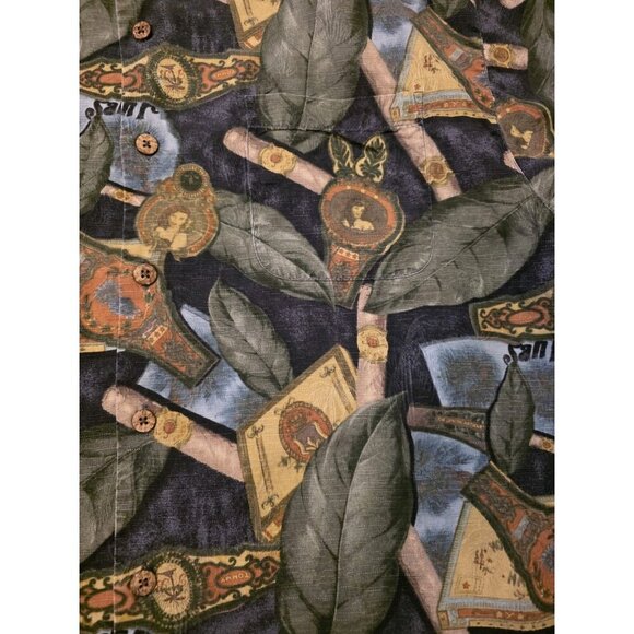Tommy Bahama Shirt Mens L 100%‎ Silk Cigars Leaves Print Short Sleeve Hawaiian - Picture 2 of 10